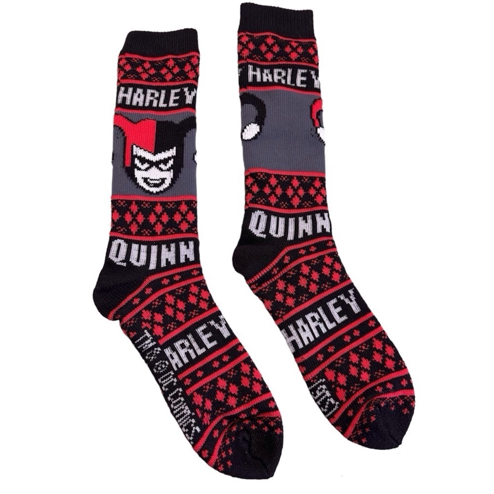 DC Comics Harley Quinn Socks in Red Gray Black OS